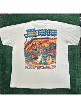 Vintage 90s Big Johnson Fire Hose T-Shirt Firefighter Sex Humor Single Stitch